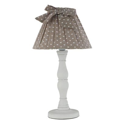 Lampe à poser Sweet en bois naturel et abat-jour en tissu gris tourterelle (1XE14)