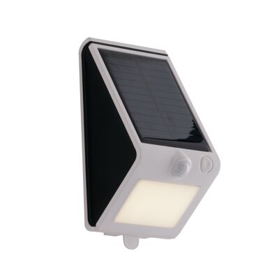 Lámpara de exterior LED abierta, con panel solar integrado y sensor de movimiento, con doble función de pared o portátil