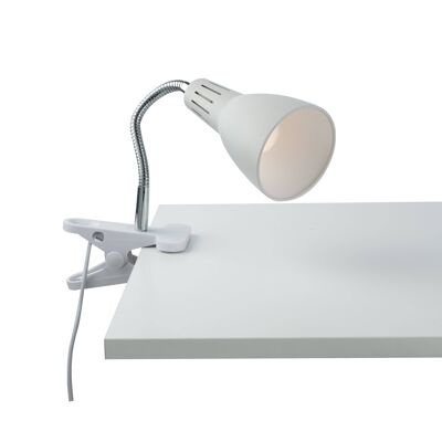 Lámpara portátil LOGIKO con pinza y enchufe, en metal con difusor orientable (1xE14)-I-LOGIKO-C BCO