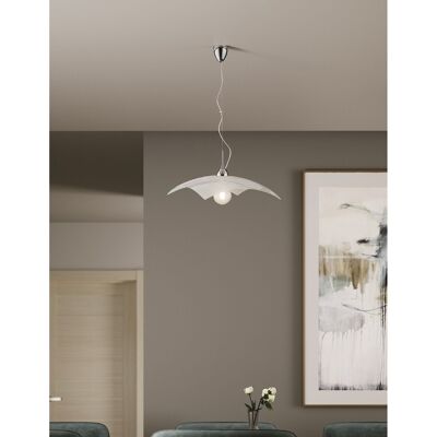 MIRO suspension chandelier in curved glass with granulated decoration (1xE27)-I-MIRO-S45