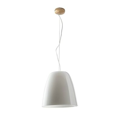 Ares suspension chandelier, in white or transparent blown glass and gold or black metal structure (1XE27)-I-ARES-S35-BCO
