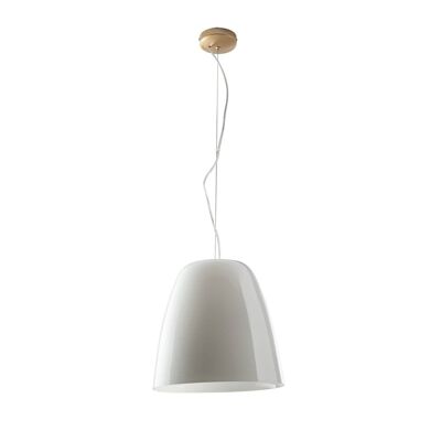 Lustre suspension Ares, en verre soufflé blanc ou transparent et structure en métal doré ou noir (1XE27)-I-ARES-S35-BCO