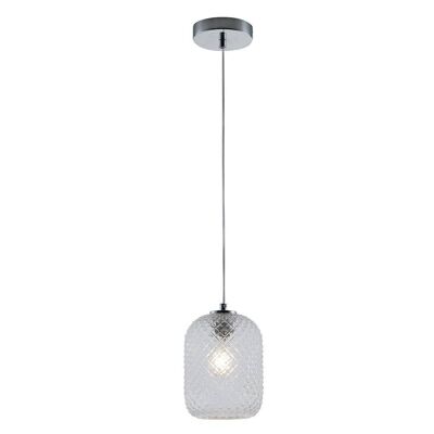 Lampadario a sospensione Ashford in vetro cristallo sfaccettato nei colori ambra, trasparente, fumè, acquamare e bianco satinato(1XE27)-I-ASHFORD-S15 TR