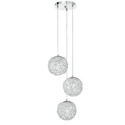 Astra suspension chandelier in chromed aluminum and crystals (3XE27)-I-ASTRA/S3