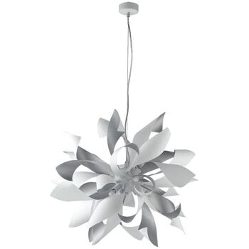 Lustre à suspension Bloom en métal avec diffuseurs de feuillages en aluminium disponible en blanc et couleur argent ou or (6XG9)-I-BLOOM-S6 ORO 2