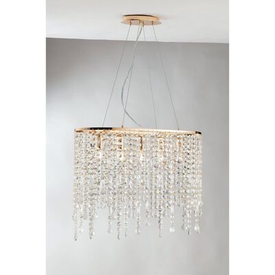 Breeze pendant lamp in metal with K9 crystal pendants (5XE14)-I-BREEZE/S5 GOLD