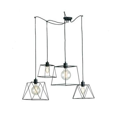 BROOKLYN suspension chandelier with matt black metal structure-I-BROOKLYN-S4