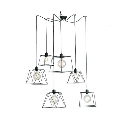 BROOKLYN suspension chandelier with matt black metal structure-I-BROOKLYN-S6