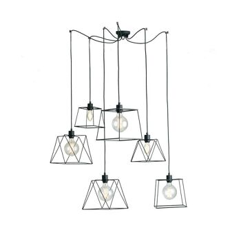 Lustre suspension BROOKLYN avec structure en métal noir mat-I-BROOKLYN-S6 1