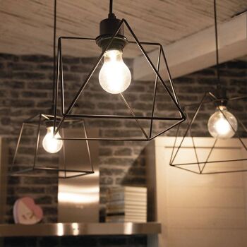 Lustre suspension BROOKLYN avec structure en métal noir mat-I-BROOKLYN-S6 3