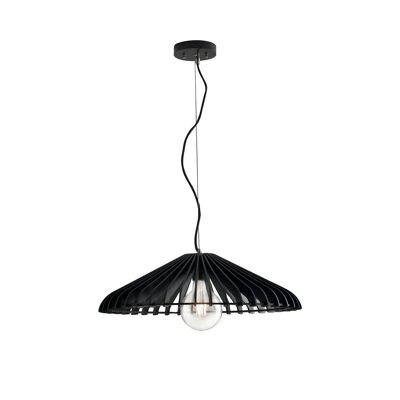 Lampadario a sospensione CALDER in legno con cavo in tessuto-I-CALDER-S30 NERO