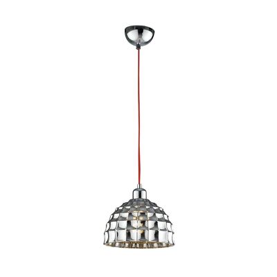 Callas suspension chandelier in chromed glass with red fabric cable, available with one or three light points-I-CALLAS-S1