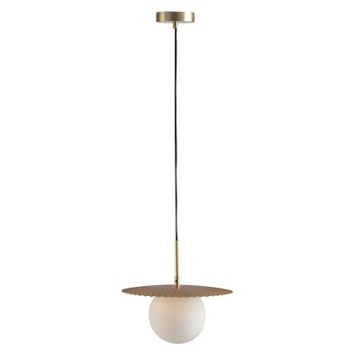Chaplin suspension chandelier in satin gold or black metal and white glass diffuser (1XG9)-I-CHAPLIN-S30 GOLD