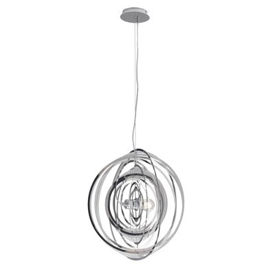 Club suspension lamp in chromed or white metal (1XE27)-I-CLUB-S50 CR