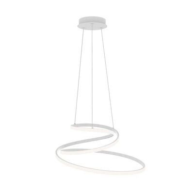 Lampadario a sospensione Coaster LED 60W, con struttura in alluminio bianco, oro o nero goffrato e sistema di cambio temperatura colore-LED-COASTER-S-BCO