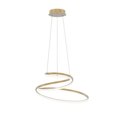 Lampadario a sospensione Coaster LED 60W, con struttura in alluminio bianco, oro o nero goffrato e sistema di cambio temperatura colore-LED-COASTER-S-ORO