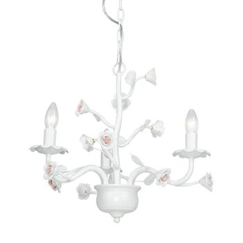 Suspension Cupido blanc nacré avec roses en céramique décorées à la main-I-CUPIDO/6 2
