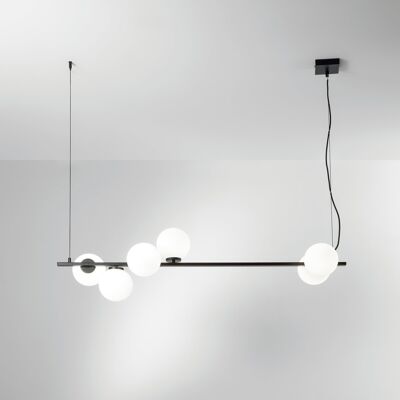 ENOIRE pendant lamp in metal with six opal glass diffusers