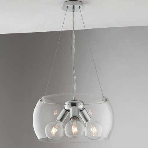 Lampadario a sospensione Equatore in vetro e struttura in metallo (3xE27)-I-EQUATORE/S40TR