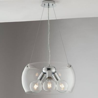 Lampadario a sospensione Equatore in vetro e struttura in metallo (3xE27)-I-EQUATORE/S40BCO