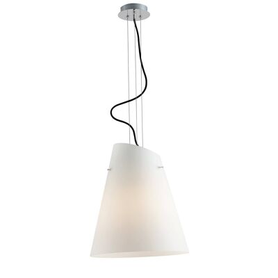 Ermes pendant lamp in opal glass with chromed metal structure and red fabric or black PVC cable (3XE27)-I-ERMES-S3-CN