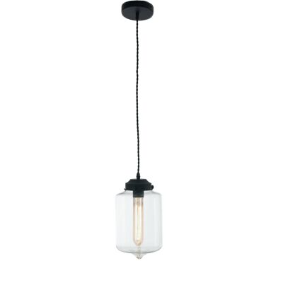 Evelyn pendant lamp in transparent glass with braided cable (1xE27)-I-EVELYN-S1