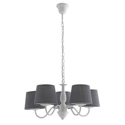 FAVOLA suspension lamp in white metal with gray fabric lampshade-I-FAVOLA/5