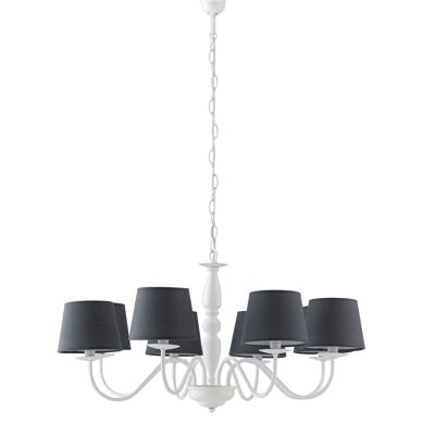 FAVOLA suspension lamp in white metal with gray fabric lampshade-I-FAVOLA/8