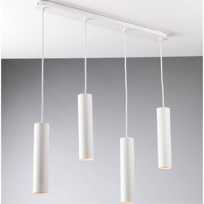 Lampadario a sospensione Fluke, con quattro pendenti e struttura tubolare in metallo cromato disponibile in bianco, nero, e oro (4XGU10)-I-FLUKE-S4 NERO