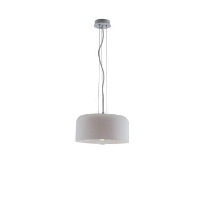 Lampadario a sospensione Gibus in vetro soffiato lucido nei colori ambra, trasparente, fumè, blu e pasta bianca. Disponibile in tre dimensioni (1XE27)-I-GIBUS-S30 BCO