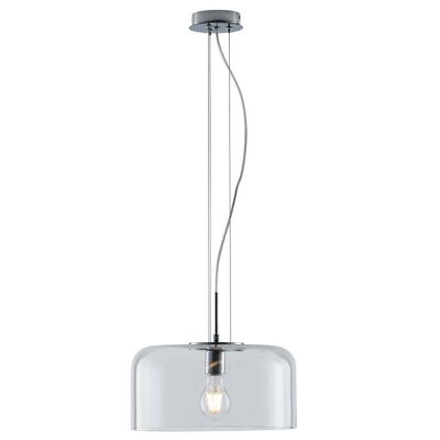 Lampadario a sospensione Gibus in vetro soffiato lucido nei colori ambra, trasparente, fumè, blu e pasta bianca. Disponibile in tre dimensioni (1XE27)-I-GIBUS-S35 TR