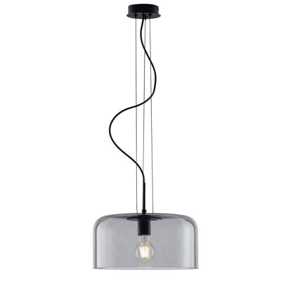 Lampadario a sospensione Gibus in vetro soffiato lucido nei colori ambra, trasparente, fumè, blu e pasta bianca. Disponibile in tre dimensioni (1XE27)-I-GIBUS-S35 GR