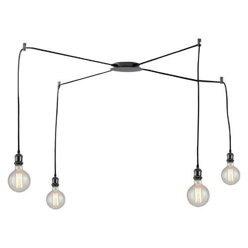 Lampadario a sospensione GROOVE in alluminio e cavo in tessuto-I-GROOVE-S4 NER