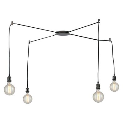 GROOVE suspension lamp in aluminum and fabric cable-I-GROOVE-S4 NER