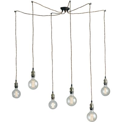 GROOVE suspension lamp in aluminum and fabric cable (6XE27)