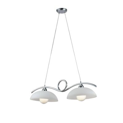 HALLEY billiard pendant lamp in metal with satin glass diffusers-I-HALLEY/2 CR