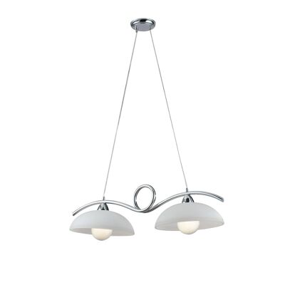 Lampadario a sospensione HALLEY a biliardo in metallo con diffusori in vetro satinato-I-HALLEY/2 CR