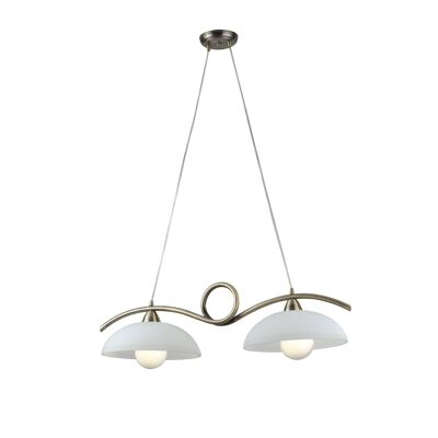 Lampadario a sospensione HALLEY a biliardo in metallo con diffusori in vetro satinato-I-HALLEY/2 BR