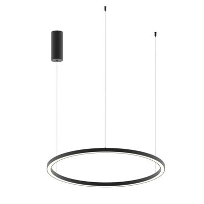 Lámpara de suspensión aro en aluminio gofrado blanco, dorado o negro, difusor de silicona e interruptor interno para personalizar la temperatura de color-LED-HOOP-S80-NER