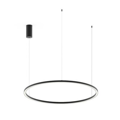 Hoop suspension lamp in white, gold or black embossed aluminum, silicone diffuser and internal switch for customizing the color temperature-LED-HOOP-S120-NER