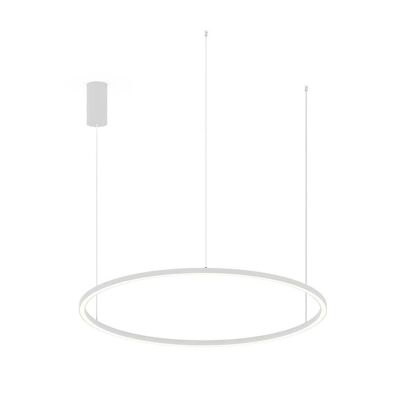 Lampadario a sospensione Hoop in alluminio bianco, oro o nero goffrato, diffusore in silicone ed interruttore interno per la personalizzazione della temperatura colore-LED-HOOP-S120-BCO