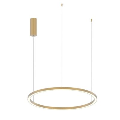 Hoop suspension lamp in white, gold or black embossed aluminum, silicone diffuser and internal switch for customizing the color temperature-LED-HOOP-S80-ORO