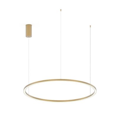 Hoop suspension lamp in white, gold or black embossed aluminum, silicone diffuser and internal switch for customizing the color temperature-LED-HOOP-S120-ORO