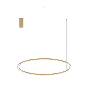 Lampe à suspension Hoop en aluminium gaufré blanc, or ou noir, diffuseur en silicone et interrupteur interne pour personnaliser la température de couleur-LED-HOOP-S120-ORO 1