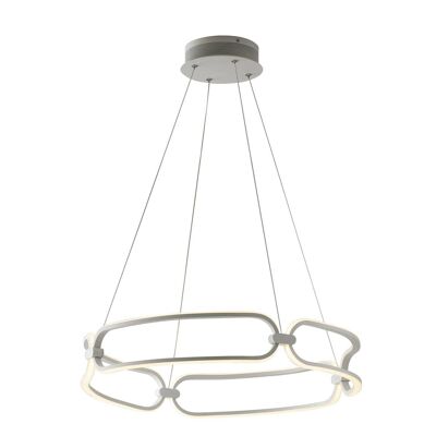 INFINITY suspension chandelier with matte white aluminum structure and silicone diffuser.-LED-INFINITY-S80
