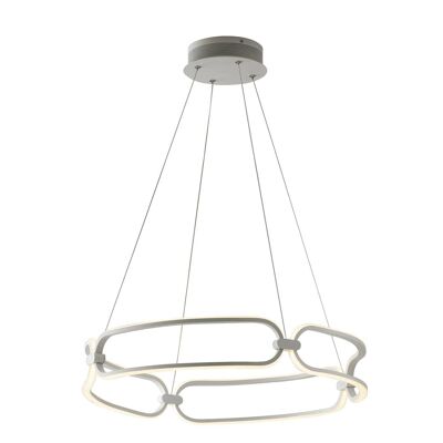 Lustre à suspension INFINITY avec structure en aluminium blanc mat et diffuseur en silicone.-LED-INFINITY-S80