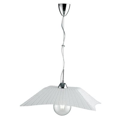 Lampadario a sospensione ISIDE in vetro diamantato e finiture cromo