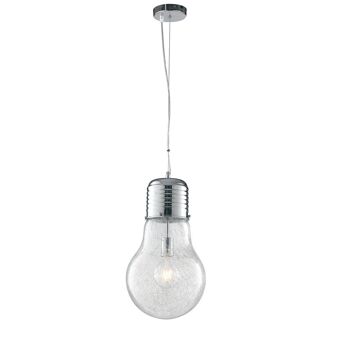 Lampe à suspension Ampoule en verre et décoration interne avec fils d'aluminium, disponible en deux tailles (1XE27)-I-LAMPD/SOSP. 1