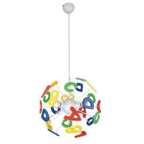 Lampadario a sospensione Letterine in metallo e plastica multicolore(3XE14)