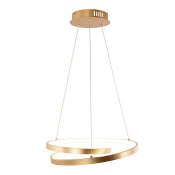 Lustre à suspension Lieve LED 30W, avec structure en aluminium gaufré blanc, or ou noir, diffuseur en silicone et interrupteur interne pour personnaliser la température de couleur-LED-LIEVE-S-ORO 1